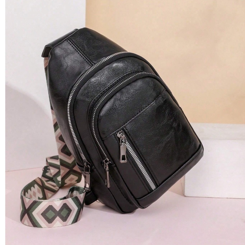 Luxe Vegan Leather Zip up Crossbody Back Pack Bag - Picture 15 of 16
